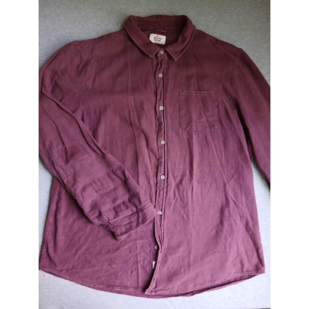 Marine Layer Shirt Large Selvage Button Down Preppy Lightweight Gauze Slubbed